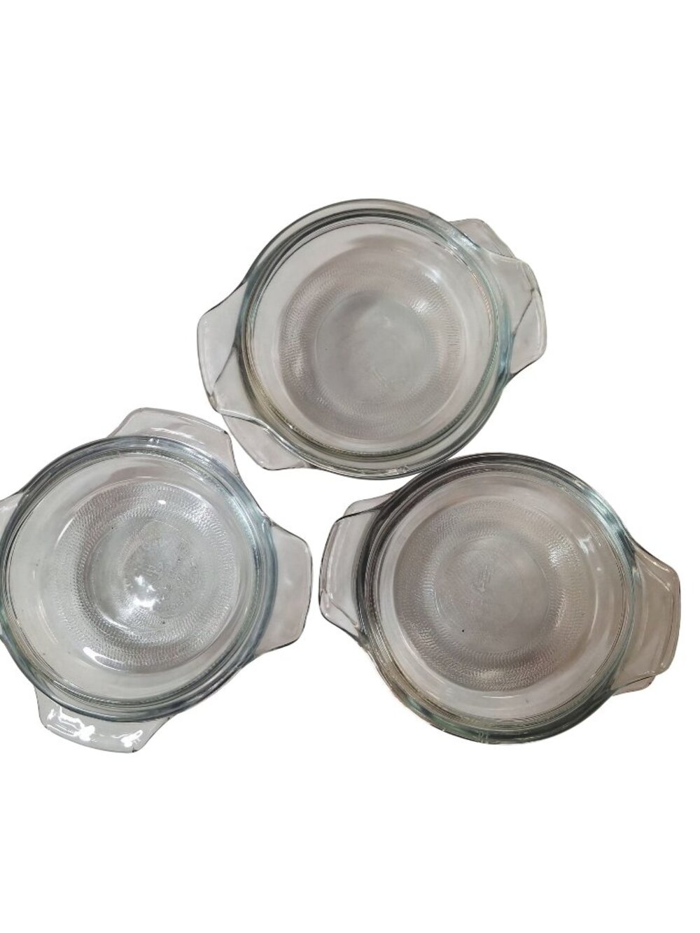 Set Of 3 Anchor Hocking Clear Glass Miniature Casserole Dishes With Lids 12 Oz O